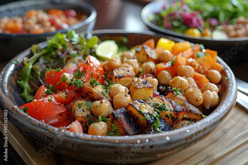 fresh and healthy food. vegetable, nutritious, and delicious acai bowl with a variety of fresh fruit toppings.