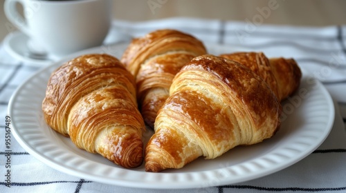 Wallpaper Mural A plate of freshly baked croissants, golden and flaky with layers of buttery goodness, perfect for enjoying with a cup of coffee. Torontodigital.ca