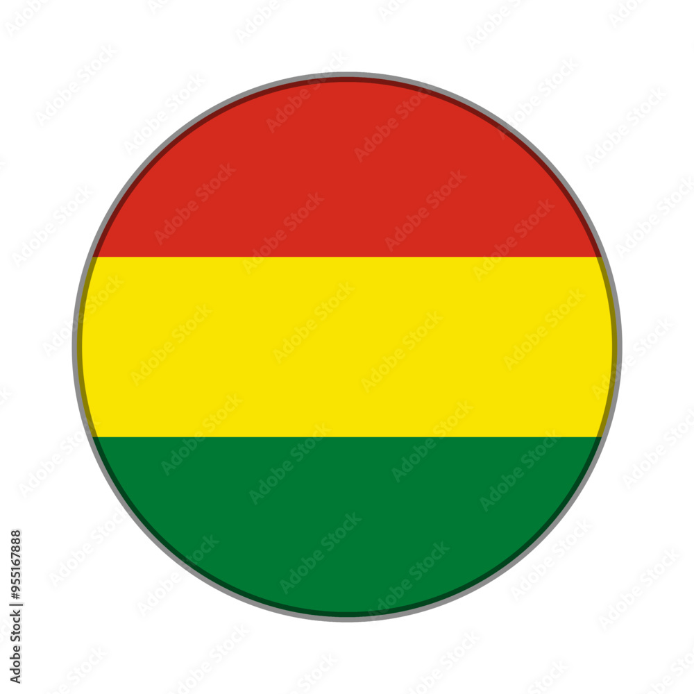 The flag of Bolivia. Flag icon. Standard color. Round flag. Computer illustration. Digital illustration. Vector illustration. The flag of Bolivia. Flag icon. Standard color. Round flag. Computer illustration. Digital illustration. Vector illustration.