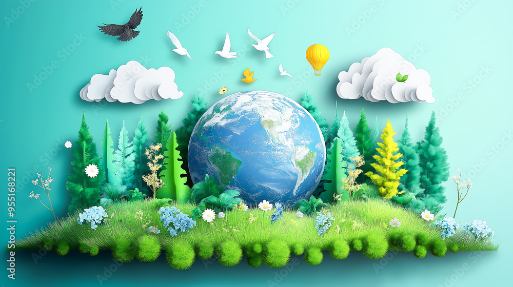 Naklejka premium Vector Illustration of Save the Planet Concept. Flat Modern Design for Web Page, Banner