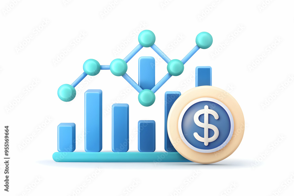 3D AI Predictive Analytics with Money Symbol Concept - Vector Illustration of AI Forecasting Financial Outcomes and Cost Management - White Background 3D AI Predictive Analytics with Money Symbol Concept - Vector Illustration of AI Forecasting Financial Outcomes and Cost Management - White Background