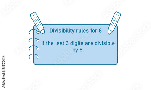 Divisibility rules chart for 8 number in mathematics.