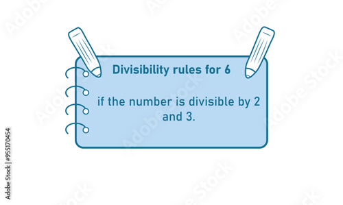 Divisibility rules chart for 6 number in mathematics.