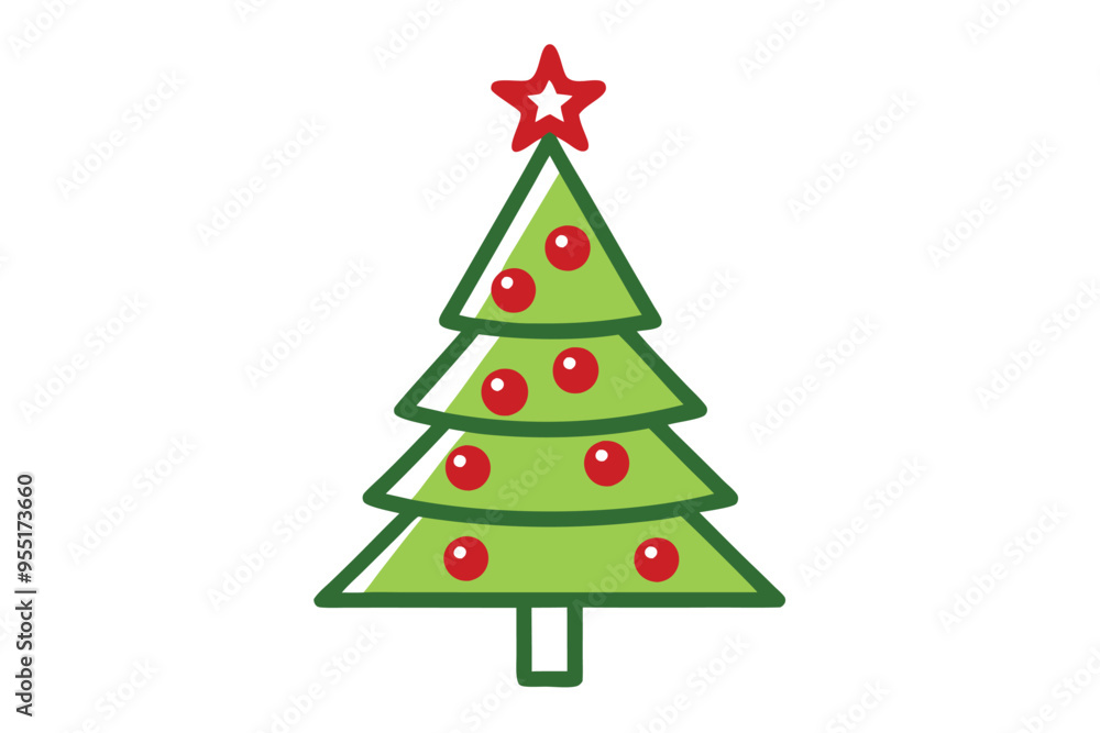 line art Christmas tree vector illustration in white background line art Christmas tree vector illustration in white background