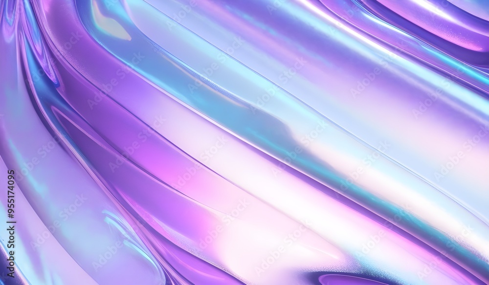 Iridescent chrome wavy gradient cloth fabric abstract background, ultraviolet holographic foil texture, liquid surface, ripples, metallic reflection. 3d render illustration. Iridescent chrome wavy gradient cloth fabric abstract background, ultraviolet holographic foil texture, liquid surface, ripples, metallic reflection. 3d render illustration.