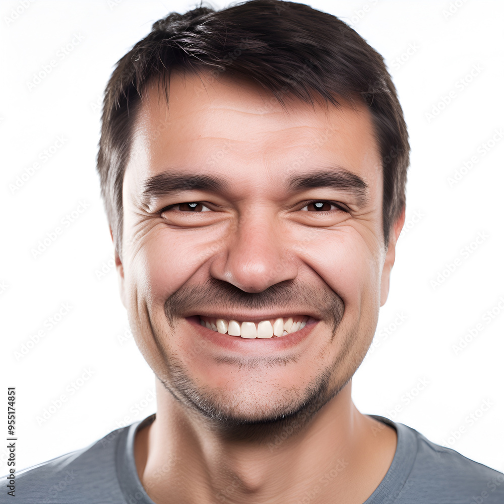 Attractive handsome smiling positive caucasian happy business man. Closeup portrait caucasian polite middle age man wearing blue shirt Attractive handsome smiling positive caucasian happy business man. Closeup portrait caucasian polite middle age man wearing blue shirt