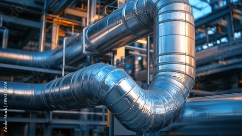 Industrial Piping System Close-up