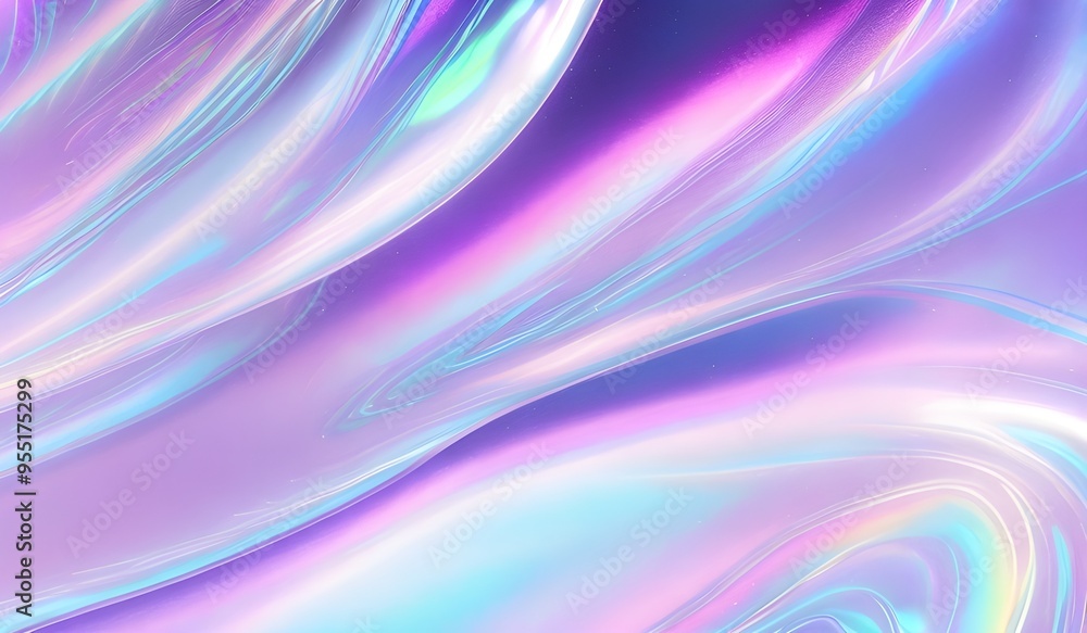 Iridescent chrome wavy gradient cloth fabric abstract background, ultraviolet holographic foil texture, liquid surface, ripples, metallic reflection. 3d render illustration. Iridescent chrome wavy gradient cloth fabric abstract background, ultraviolet holographic foil texture, liquid surface, ripples, metallic reflection. 3d render illustration.