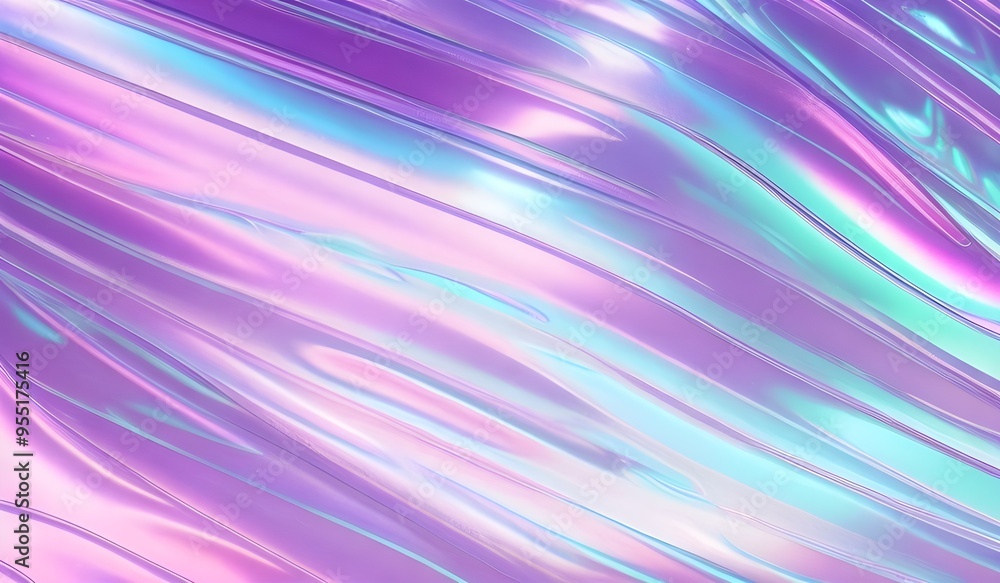 Iridescent chrome wavy gradient cloth fabric abstract background, ultraviolet holographic foil texture, liquid surface, ripples, metallic reflection. 3d render illustration. Iridescent chrome wavy gradient cloth fabric abstract background, ultraviolet holographic foil texture, liquid surface, ripples, metallic reflection. 3d render illustration.