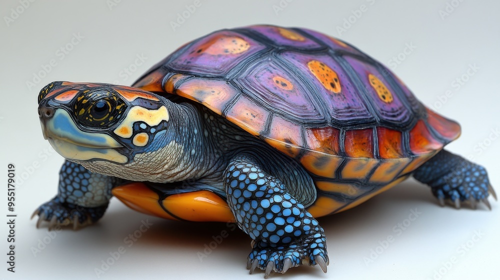 Detailed image of a painted turtle’s upper shell with emphasis on its vivid patterns and natural coloration Detailed image of a painted turtle’s upper shell with emphasis on its vivid patterns and natural coloration