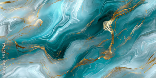 Abstract Marble Texture with Intricate Veins and Swirling Patterns