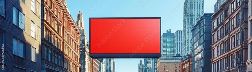 Blank billboard on a city street with buildings and trees in the background. Blank billboard on a city street with buildings and trees in the background.