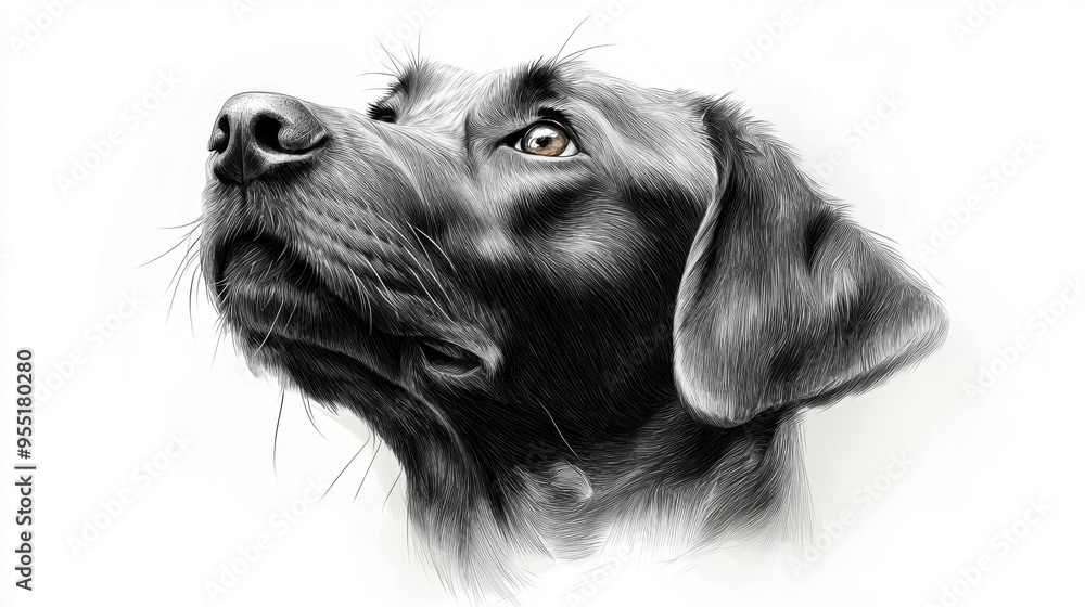 Elegant line drawing of a Labrador Retriever’s face Elegant line drawing of a Labrador Retriever’s face