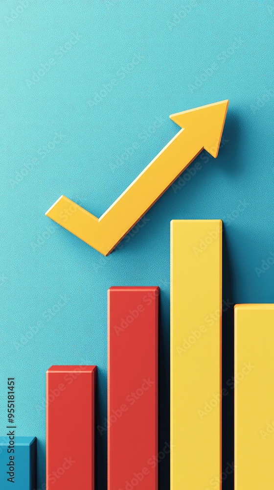 A Minimalist Bar Chart with an Upward Arrow, Symbolizing Positive Growth and Progress. A Minimalist Bar Chart with an Upward Arrow, Symbolizing Positive Growth and Progress.