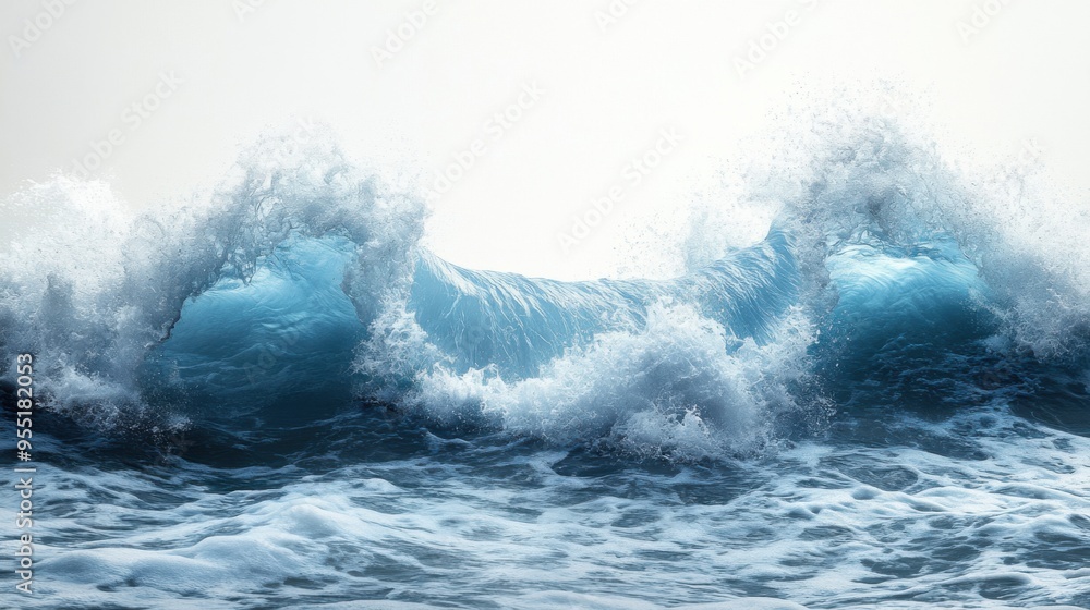 Fototapeta premium Illustrative clipart of crashing ocean waves