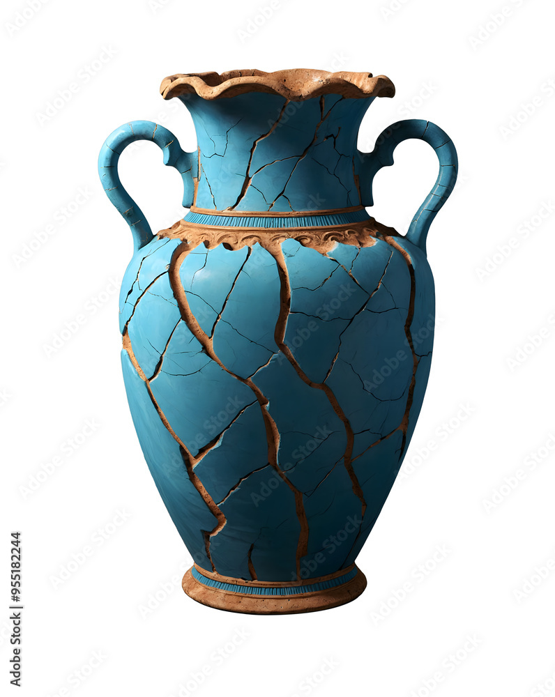 A detailed, high-resolution image of an ancient Roman vase, showcasing intricate cracks and weathered textures, isolated on a transparent background. A detailed, high-resolution image of an ancient Roman vase, showcasing intricate cracks and weathered textures, isolated on a transparent background.