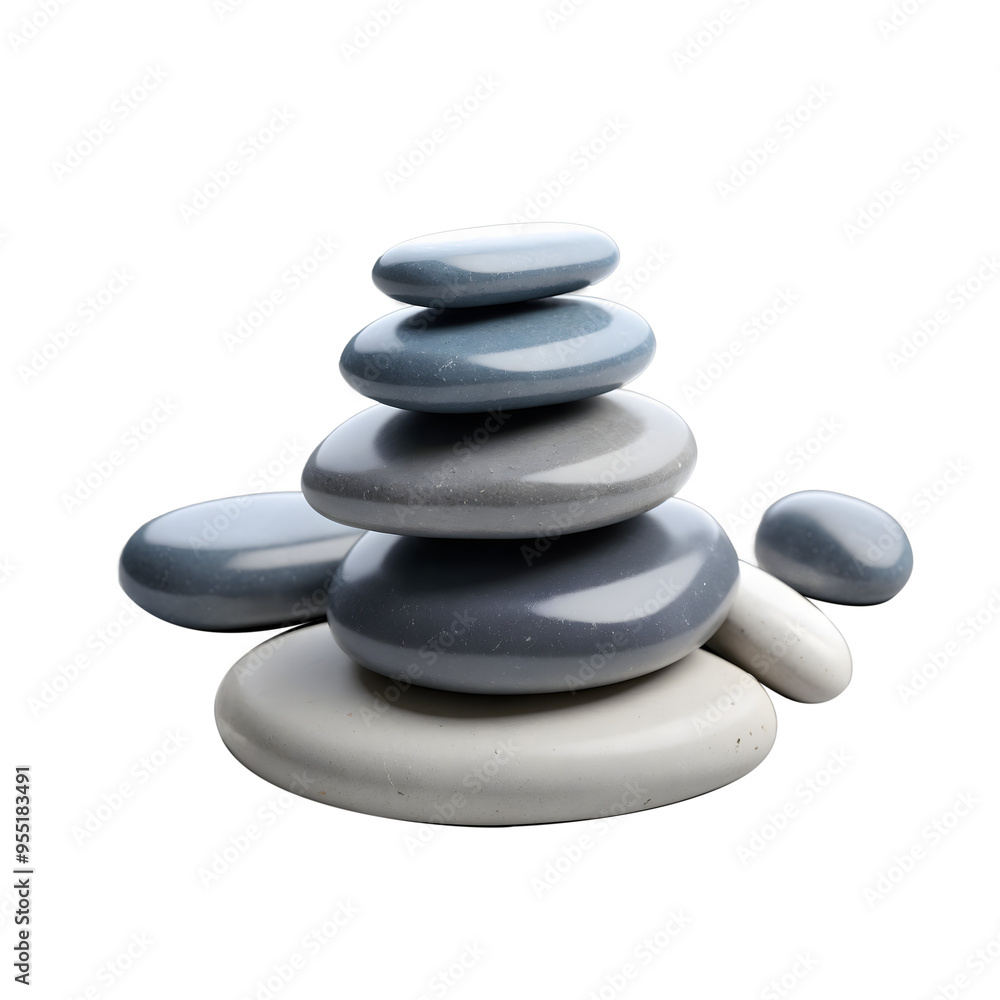 A balanced stack of smooth black Zen stones isolated on a transparent background. A balanced stack of smooth black Zen stones isolated on a transparent background.
