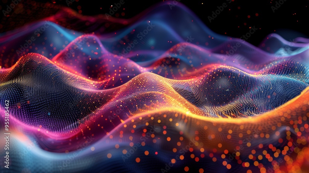 Abstract Glittering Waves of Color and Light Abstract Glittering Waves of Color and Light