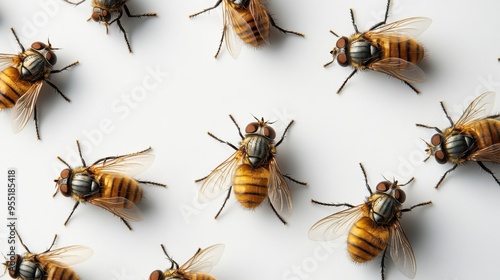 Multiple flies in various positions