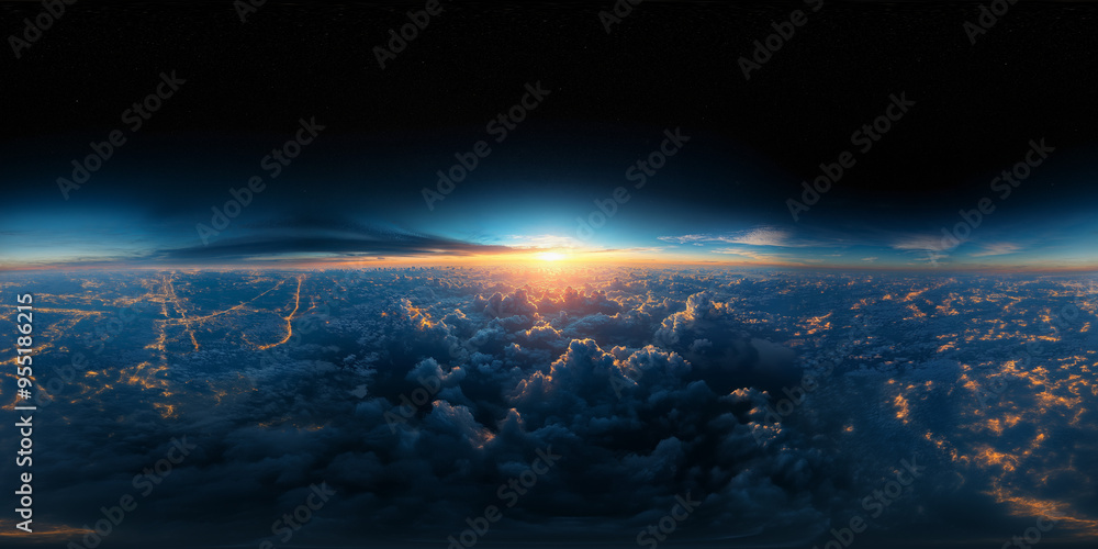 Obraz premium Above the clouds 8K v6 360 degree, equirectangular projection, environment map. HDRI spherical panorama