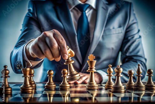 Wallpaper Mural man moving chess piece on chess board game Torontodigital.ca