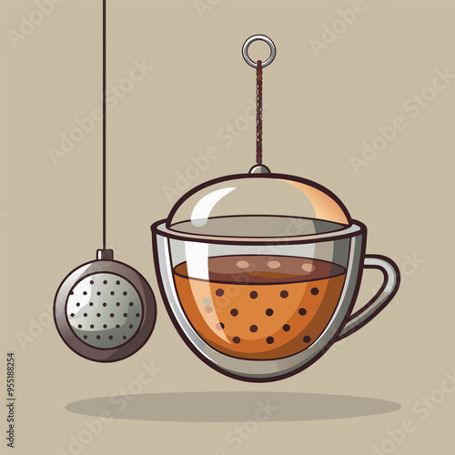 Illustrate a tea infuser with a modern, sleek design