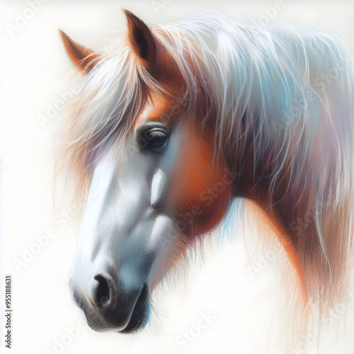 말, 파스텔화 (horse, pastel painting) photo