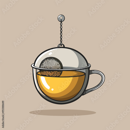 Illustrate a tea infuser with a modern, sleek design