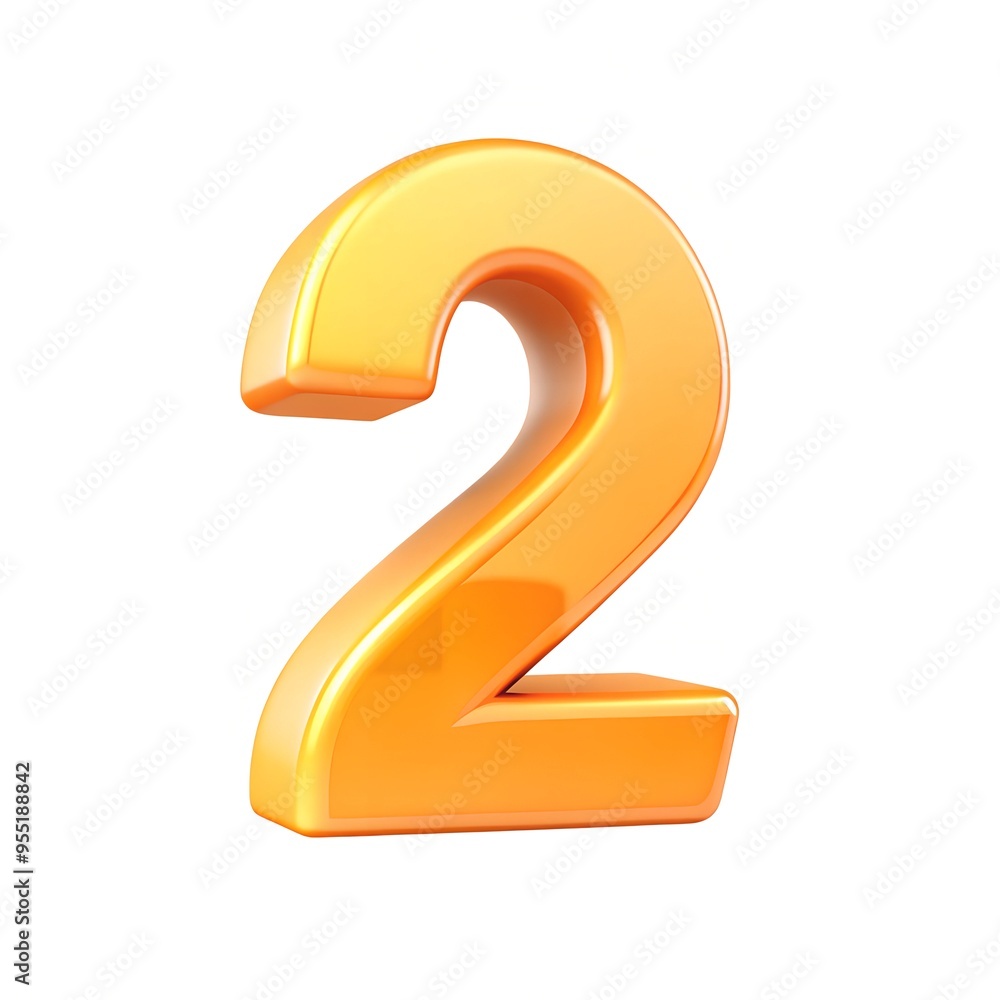 Naklejka premium 3D illustration of number set, 2 number character text 3D illustration