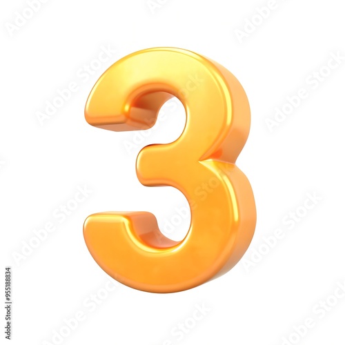 3D illustration of number set, 3 number character text 3D illustration