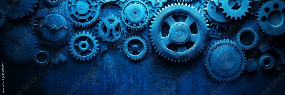 custom made wallpaper toronto digitalAbstract Background with Gears and Cogs in Blue. AI generated illustration