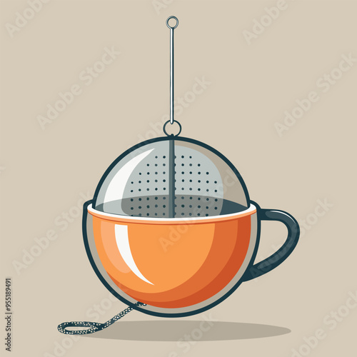 Illustrate a tea infuser with a modern, sleek design
