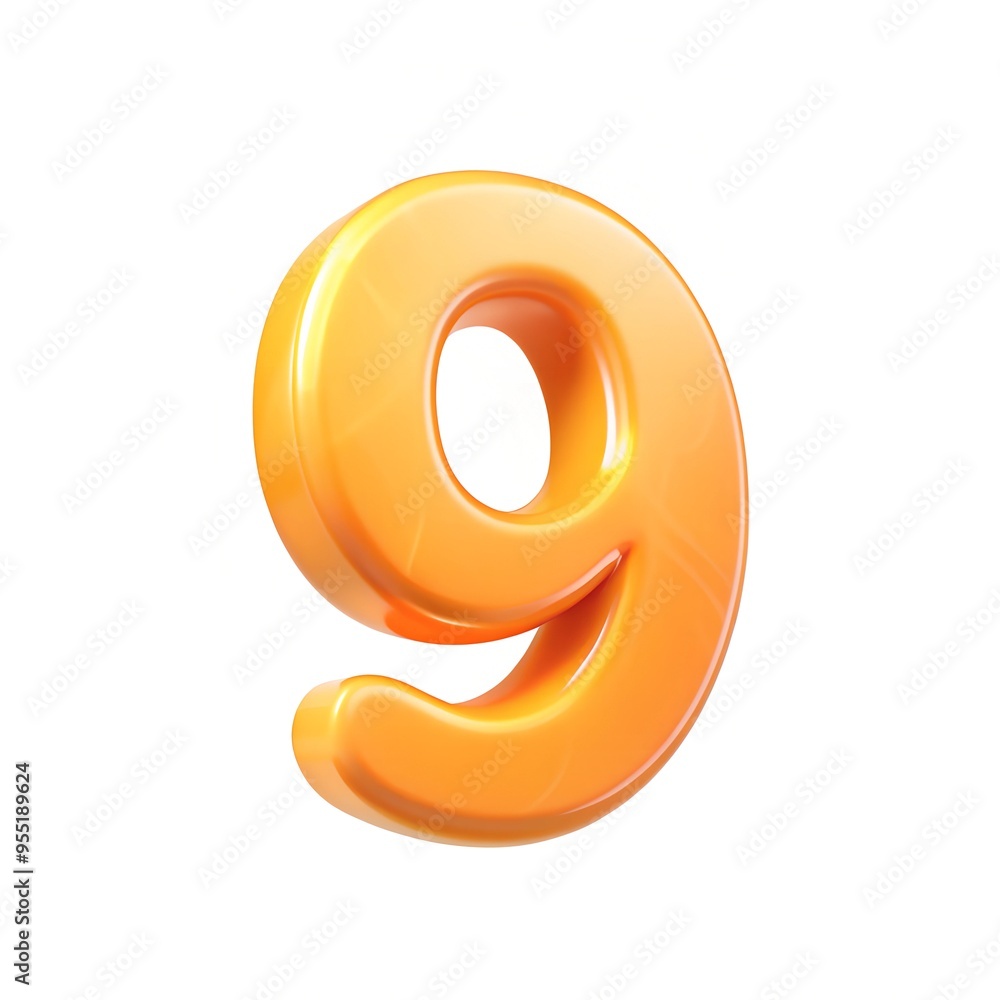 3D illustration of number set, 9 number character text 3D illustration 3D illustration of number set, 9 number character text 3D illustration