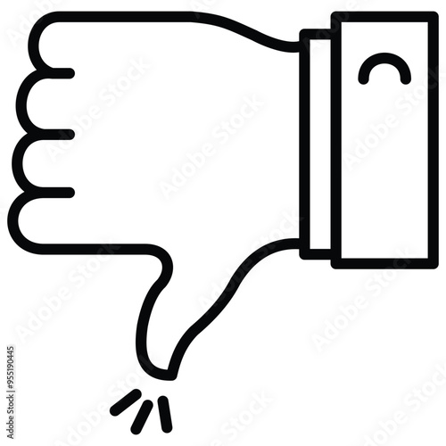 Unfavorable Thumbs Down Hand Vector Icon Design with Editable Stroke
