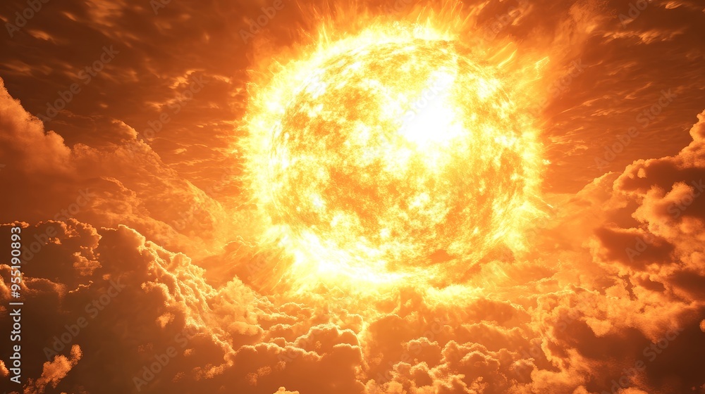 Dramatic Sun Rising Through Clouds Fiery Sunrise Golden Sky Celestial Glow Nature Phenomenon Dramatic Sun Rising Through Clouds Fiery Sunrise Golden Sky Celestial Glow Nature Phenomenon