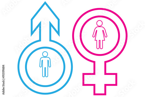 Man and woman icons set. male and female sign and symbol. Girls and boys