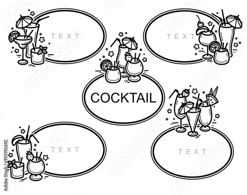 Cocktail elements and frame set. Cocktail icon collection. Vector