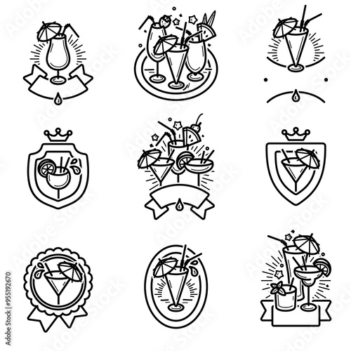 Cocktail labels and icon set. Collection icon cocktail. Vector