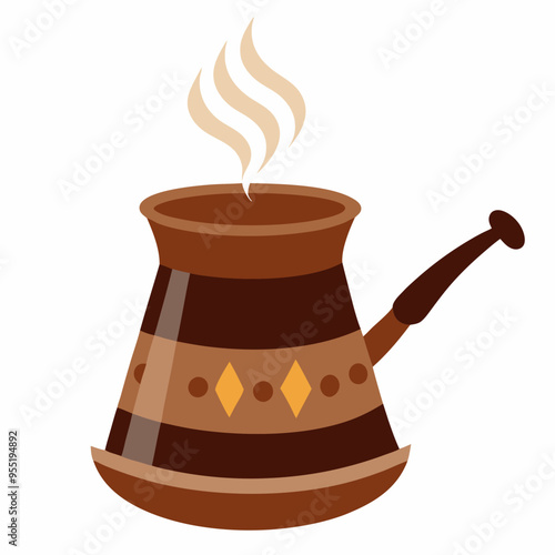 painted with turk patterns for making a coffee drink on a white background
