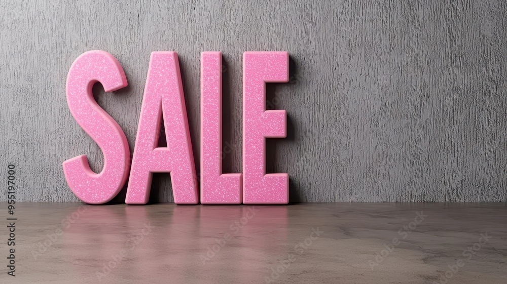 Vibrant pink sale sign against a textured gray background, ideal for marketing, promotions, and retail themes. Vibrant pink sale sign against a textured gray background, ideal for marketing, promotions, and retail themes.