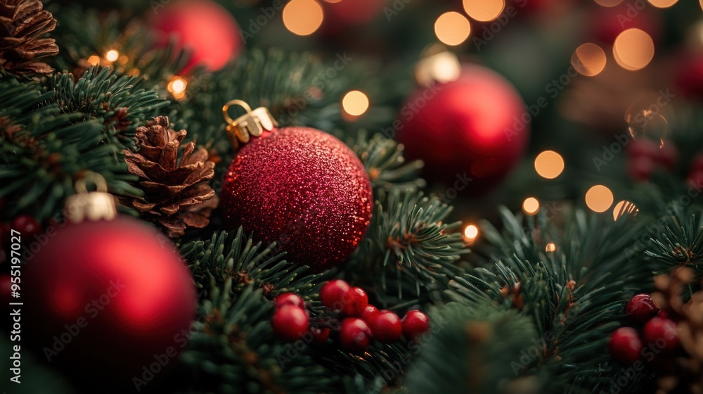 Christmas season is filled with warmth and joy, adorned with sparkling baubles and lush pine branches, celebration during winter, wonderful memories together. Christmas season is filled with warmth and joy, adorned with sparkling baubles and lush pine branches, celebration during winter, wonderful memories together.