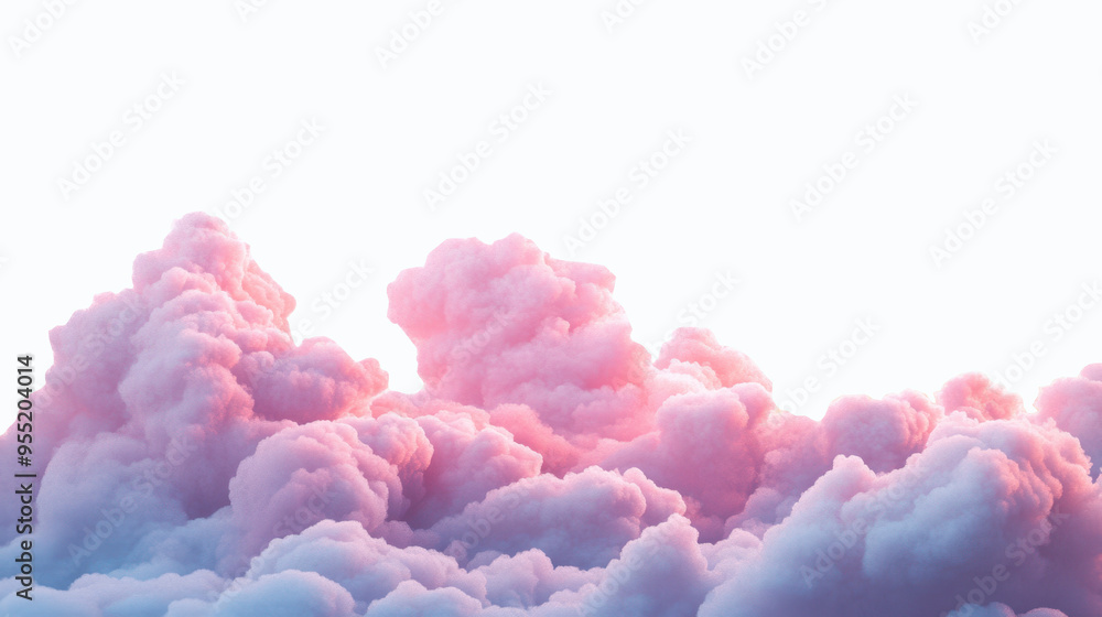 Twilight evening pink cloudscape on white background with clipping path Twilight evening pink cloudscape on white background with clipping path