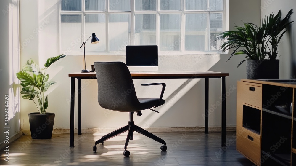 Minimalist Home Office with Sunlight Minimalist Home Office with Sunlight