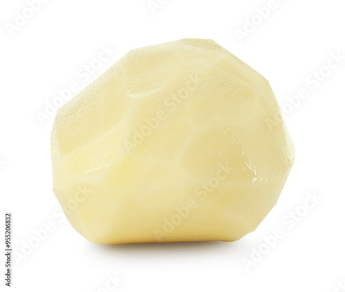 One fresh raw potato isolated on white