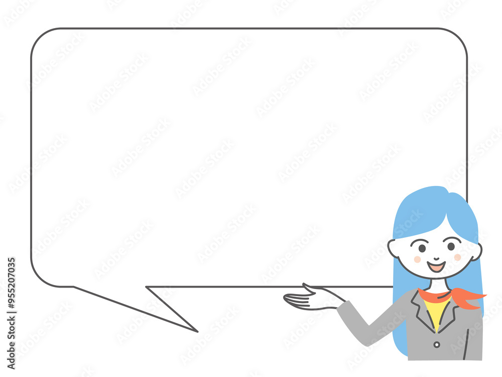 イラスト素材：顧客や会社の人に案内をするビジネスウーマン