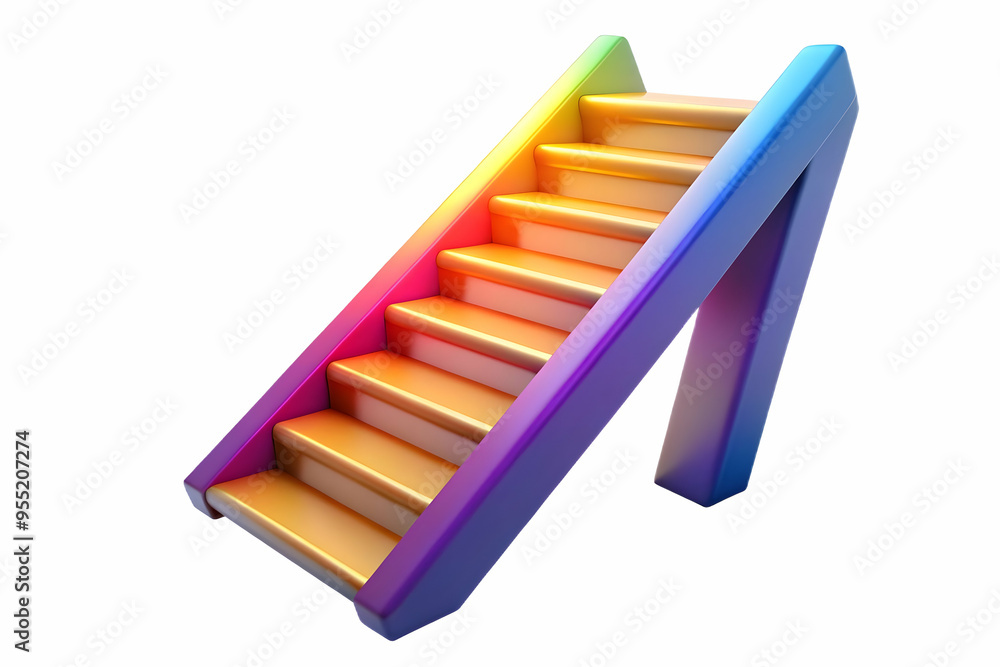 3D Glowing Abstract Ladder for Career Progression and Growth in Operations Management - Vibrant Colors and Movement Concept on Isolated White Background 3D Glowing Abstract Ladder for Career Progression and Growth in Operations Management - Vibrant Colors and Movement Concept on Isolated White Background