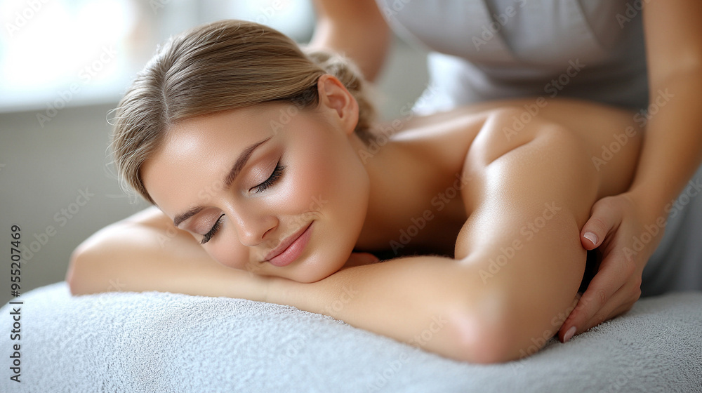 woman receiving a relaxing back massage from another woman, focusing on the smooth, bare skin, emphasizing tranquility and care woman receiving a relaxing back massage from another woman, focusing on the smooth, bare skin, emphasizing tranquility and care