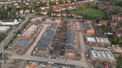 New build housing development, Winsford, Cheshire, England, aerial orbit photo