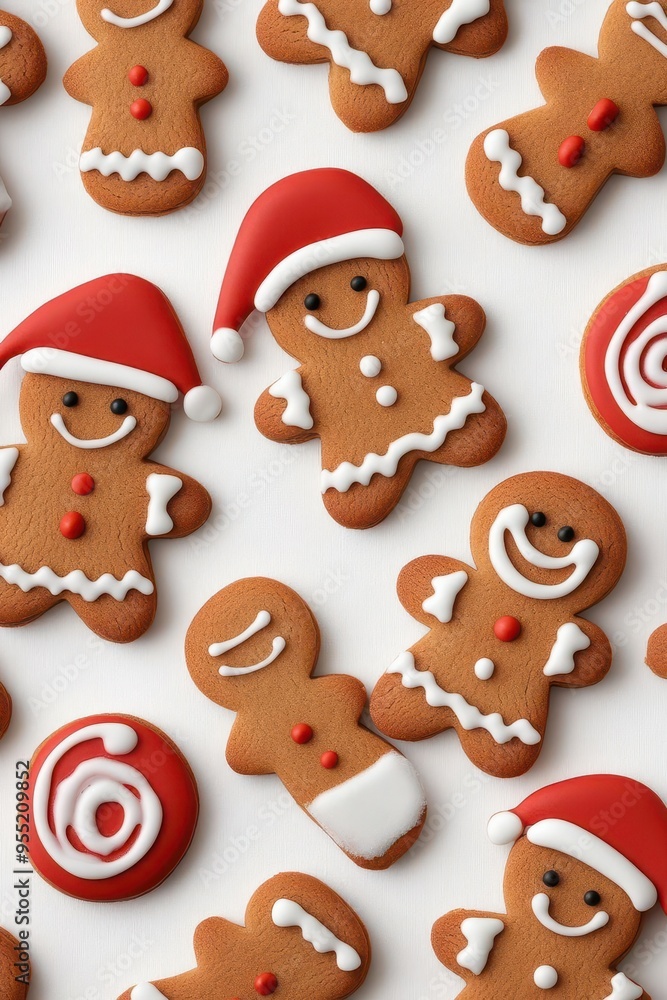 Cute gingerbread men cookies with red icing for Christmas. Cute gingerbread men cookies with red icing for Christmas.