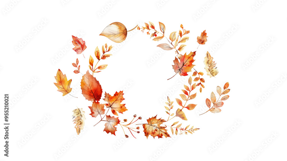 Watercolor autumn banner with leaves, flowers and branches isolated on transparent background. Illustration for greeting cards, wedding invitations, floral poster and decorations Watercolor autumn banner with leaves, flowers and branches isolated on transparent background. Illustration for greeting cards, wedding invitations, floral poster and decorations